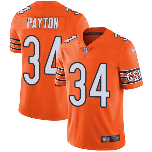 Nike Bears #34 Walter Payton Orange Men's Stitched NFL Limited Rush Jersey - Click Image to Close
